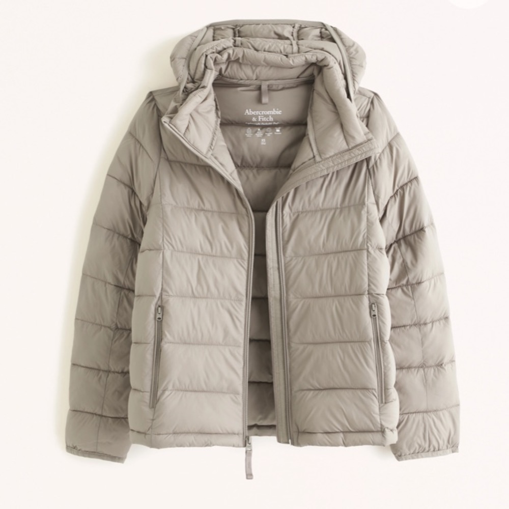 Abercrombie & Fitch Taupe Tan Lightweight Packable Puffer winter coat - sz m